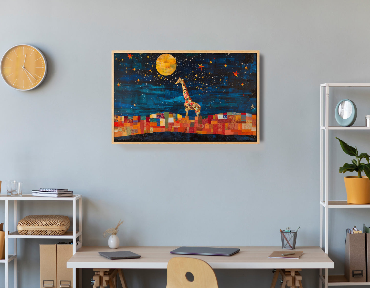 Moonlit Giraffe Mosaic African American canvas print view 54