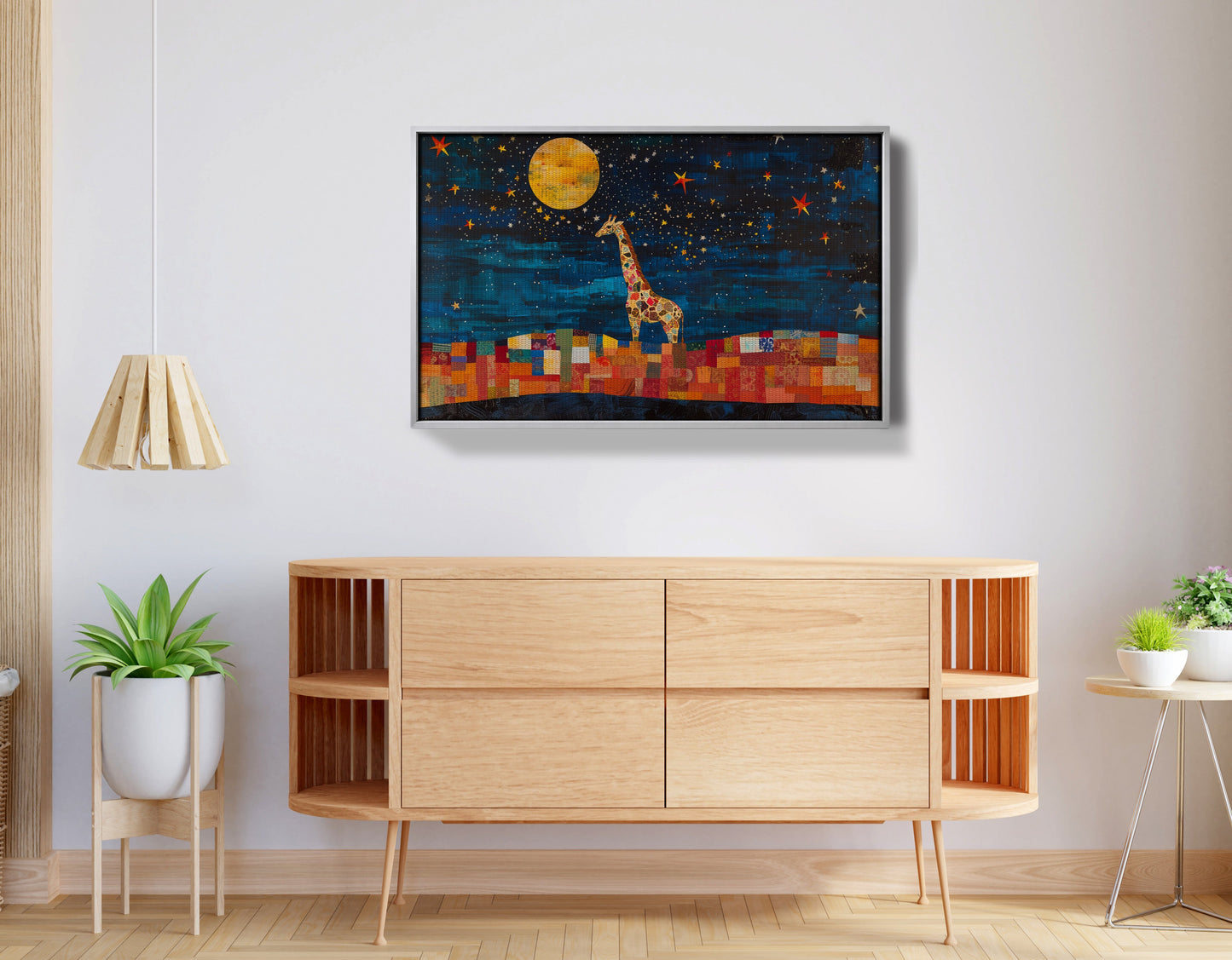 Moonlit Giraffe Mosaic African American canvas print view 56