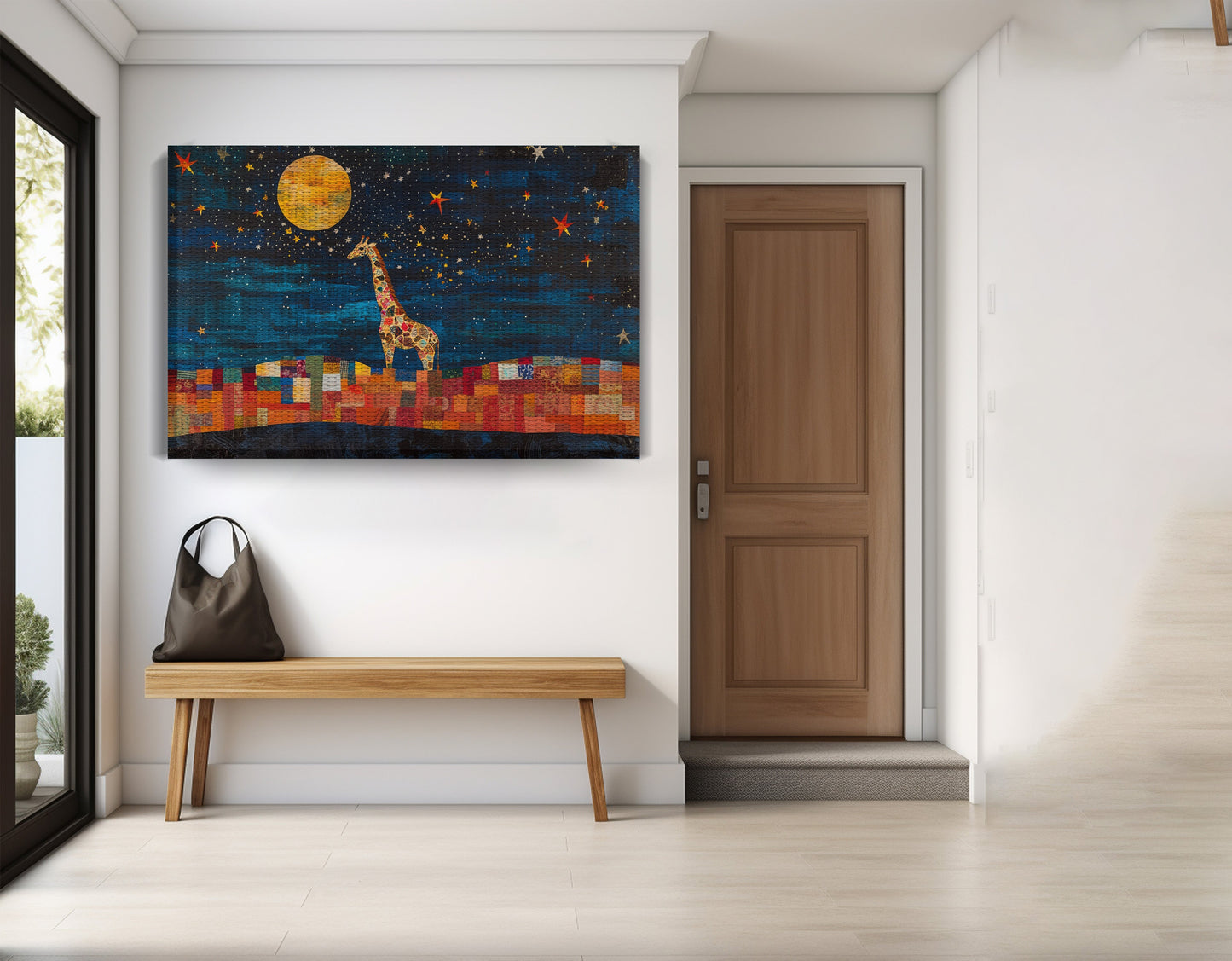 Moonlit Giraffe Mosaic African American canvas print view 17