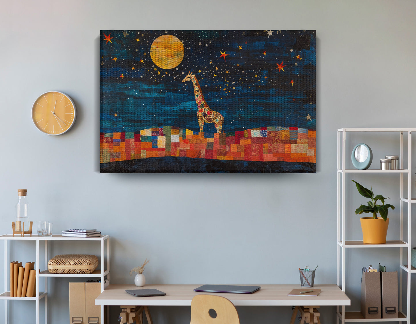 Moonlit Giraffe Mosaic African American canvas print view 18