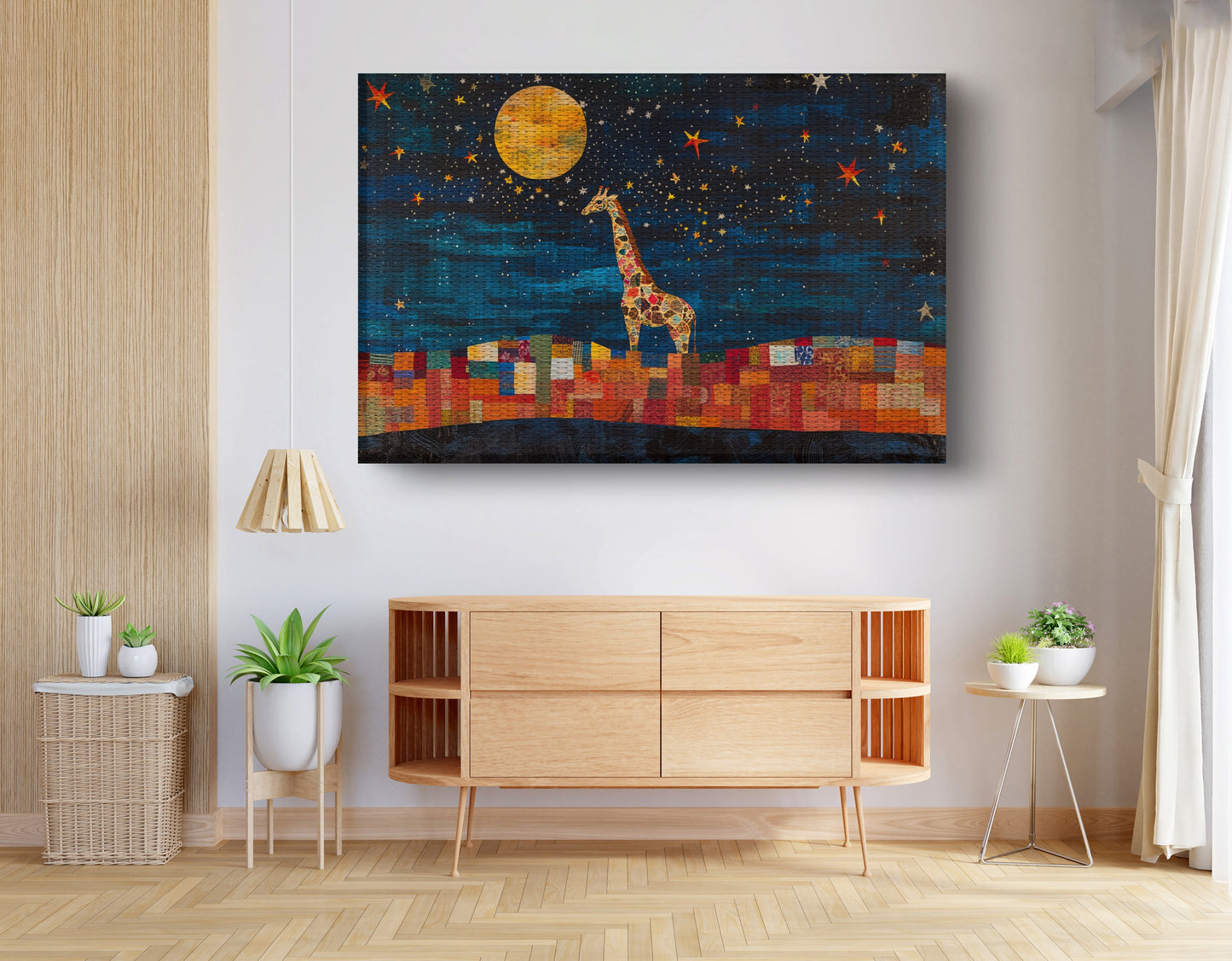 Moonlit Giraffe Mosaic African American canvas print view 14