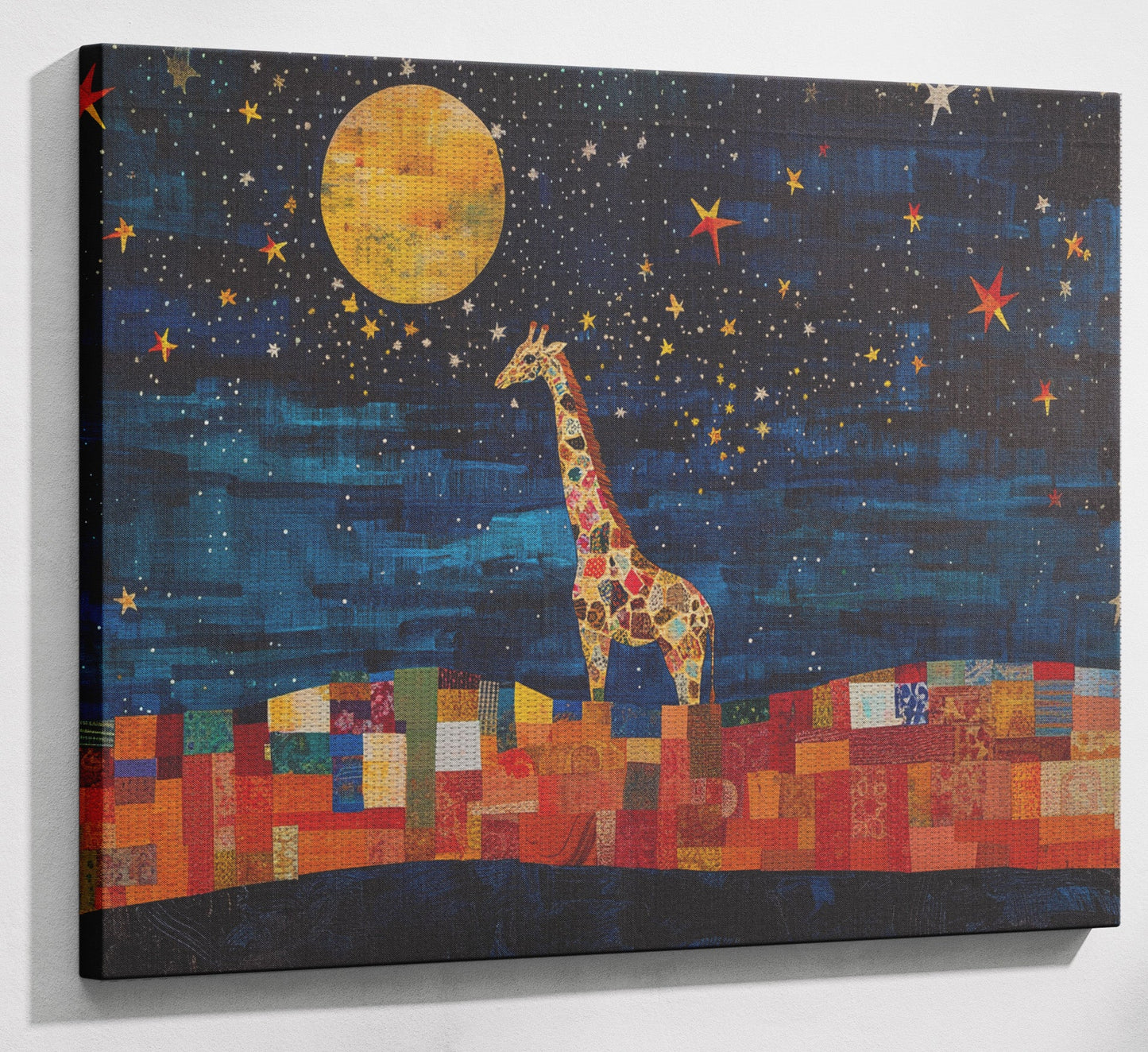Moonlit Giraffe Mosaic African American canvas print view 13