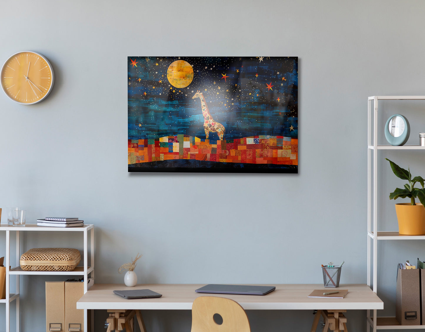 Moonlit Giraffe Mosaic African American canvas print view 24