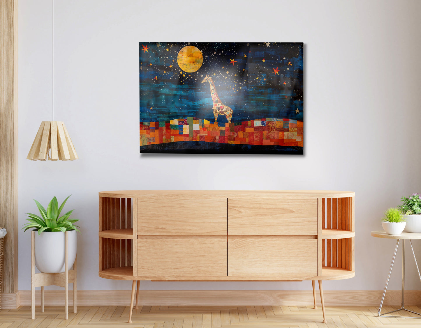 Moonlit Giraffe Mosaic African American canvas print view 20