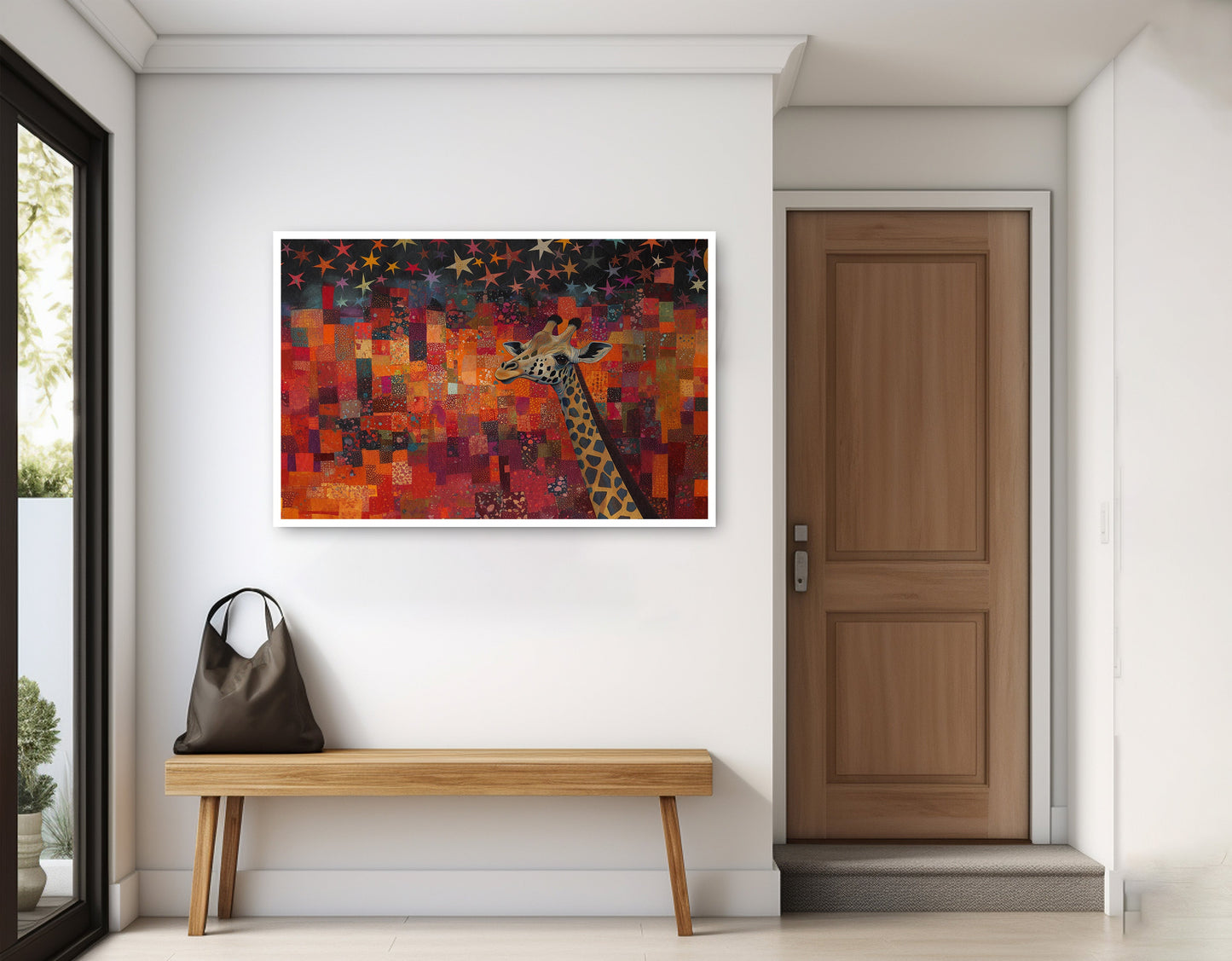 Red Patchwork Giraffe Black African American canvas print home decor view