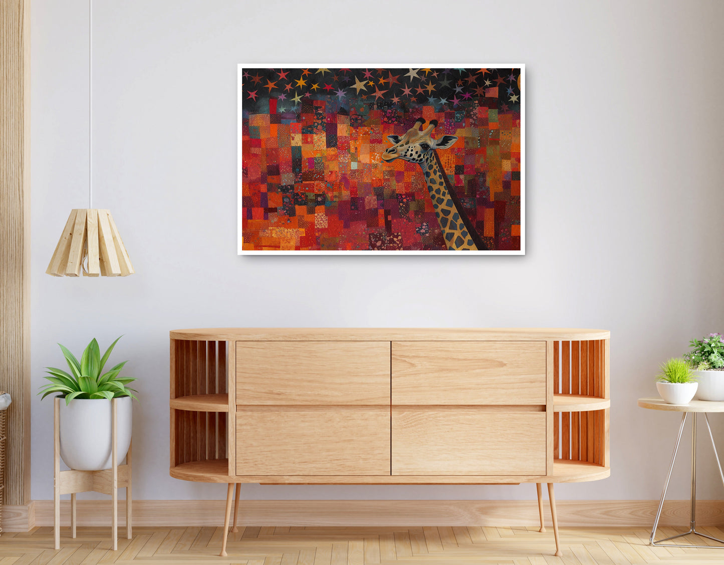 Alternate view of Red Patchwork Giraffe Black African American canvas print