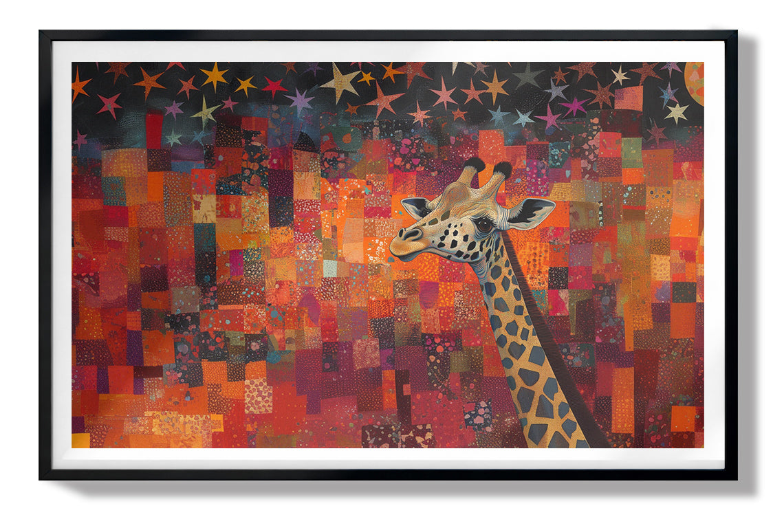 Red Patchwork Giraffe Black African American canvas print view 67