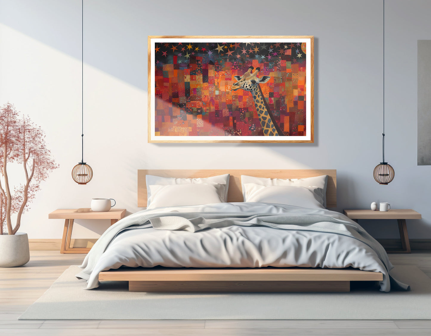 Red Patchwork Giraffe Black African American canvas print view 75