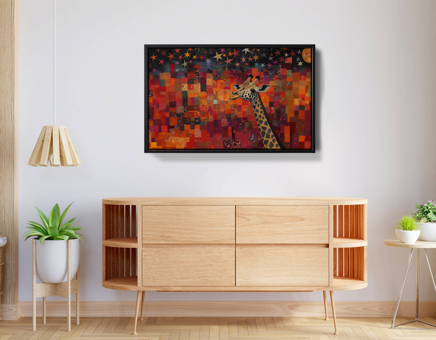 Red Patchwork Giraffe Black African American canvas print view 26