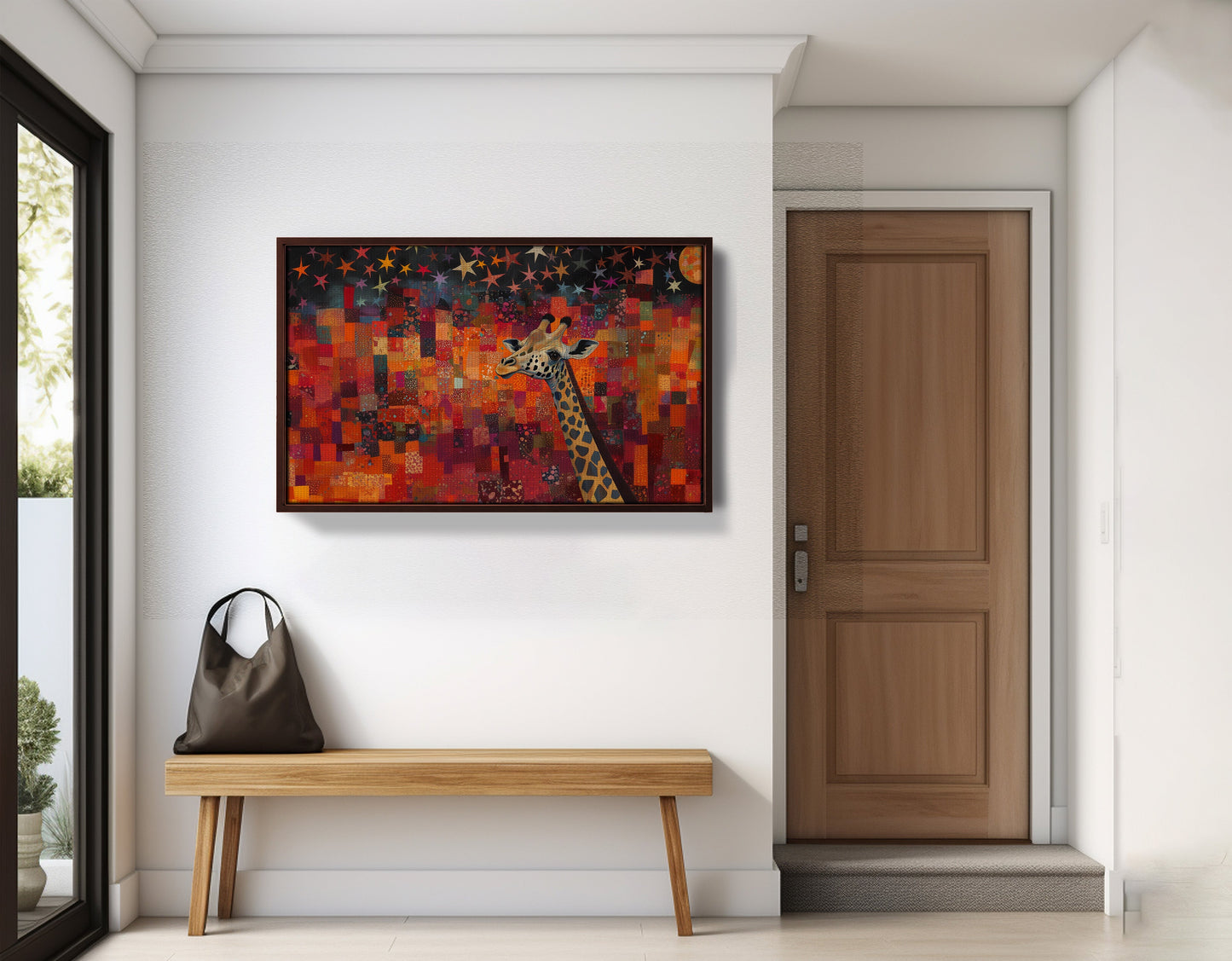 Red Patchwork Giraffe Black African American canvas print view 35