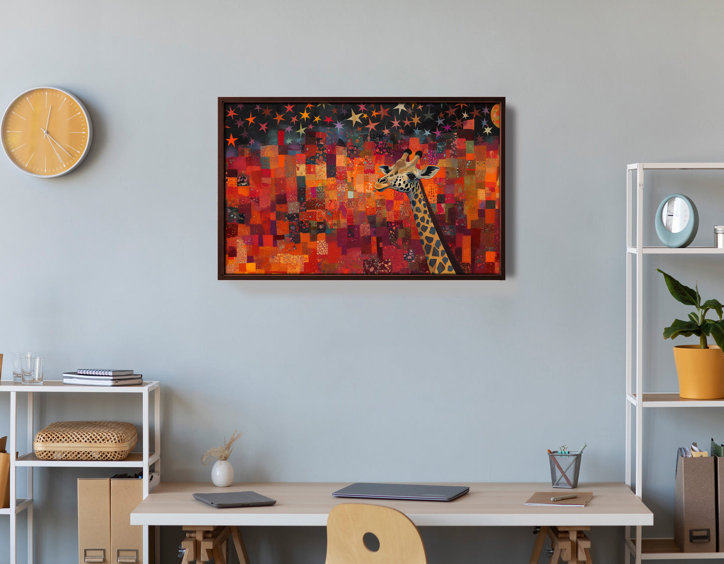 Red Patchwork Giraffe Black African American canvas print view 36