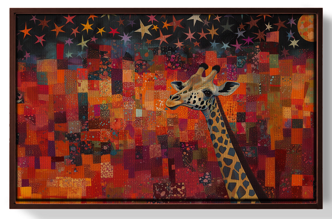 Red Patchwork Giraffe Black African American canvas print view 31