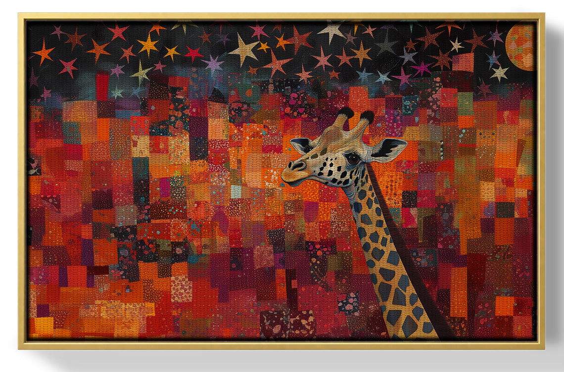 Red Patchwork Giraffe Black African American canvas print view 37