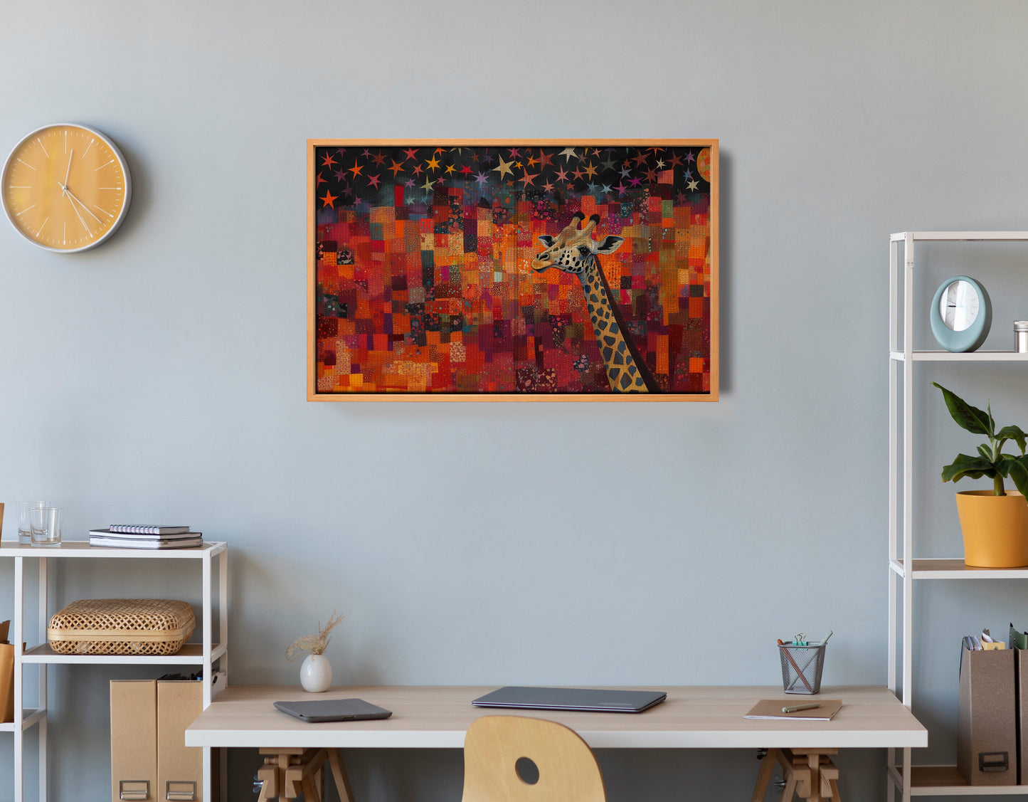 Red Patchwork Giraffe Black African American canvas print view 48