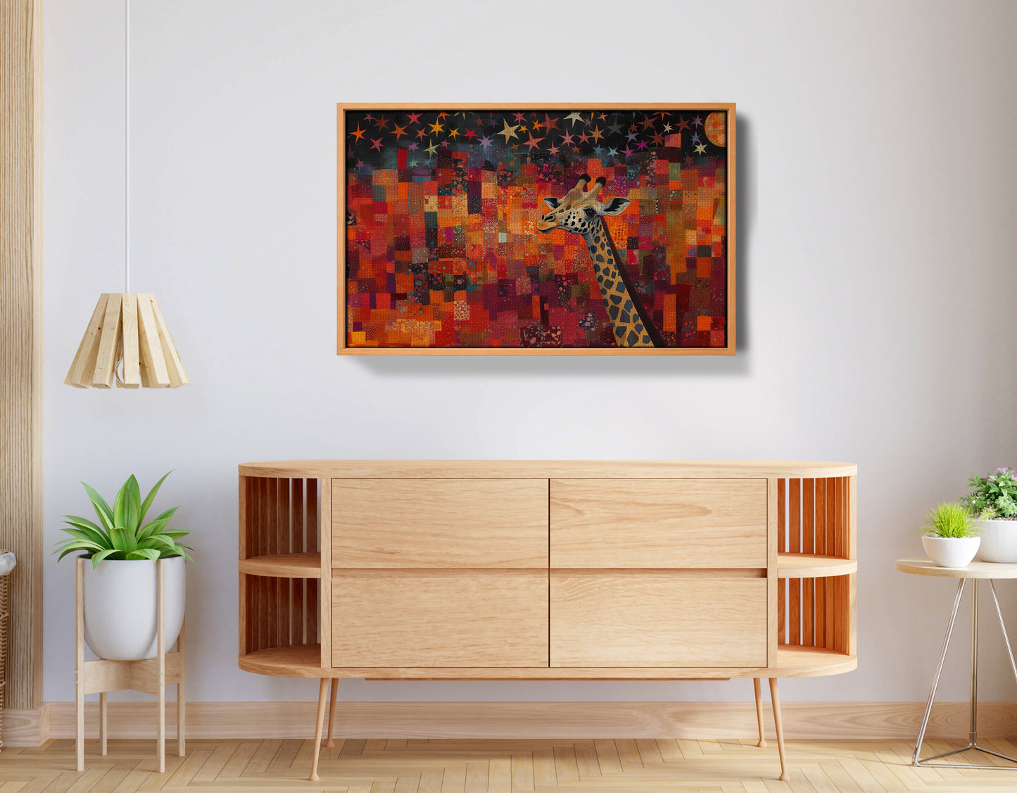 Red Patchwork Giraffe Black African American canvas print view 44