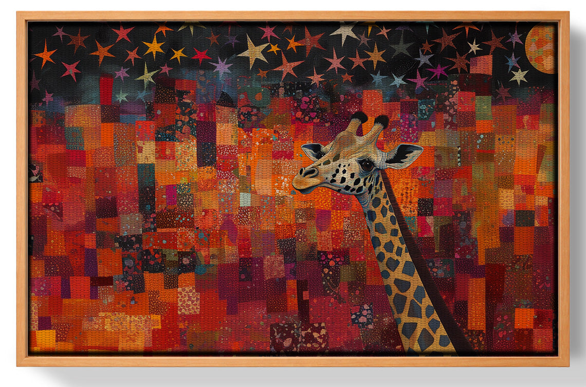 Red Patchwork Giraffe Black African American canvas print view 43