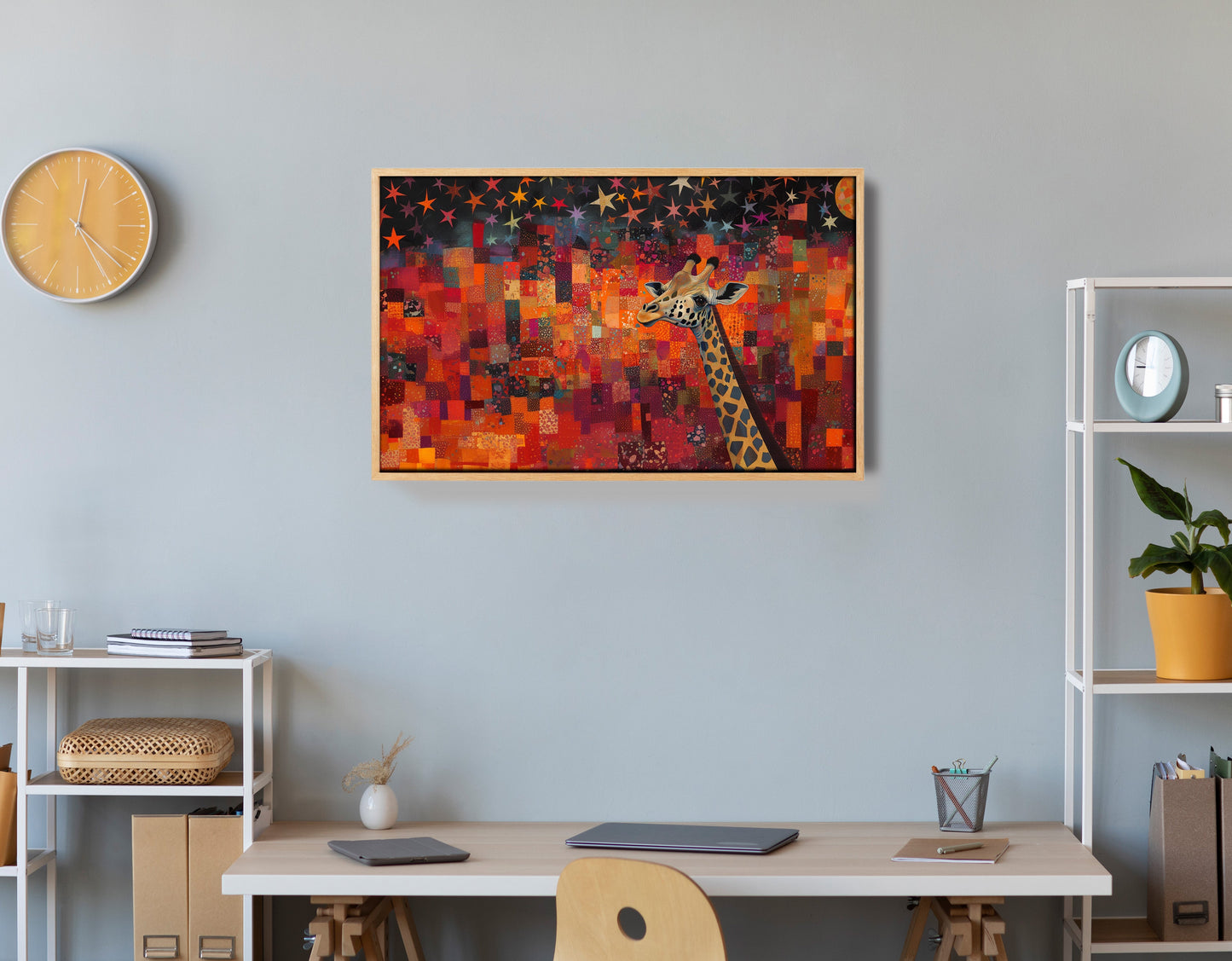 Red Patchwork Giraffe Black African American canvas print view 54
