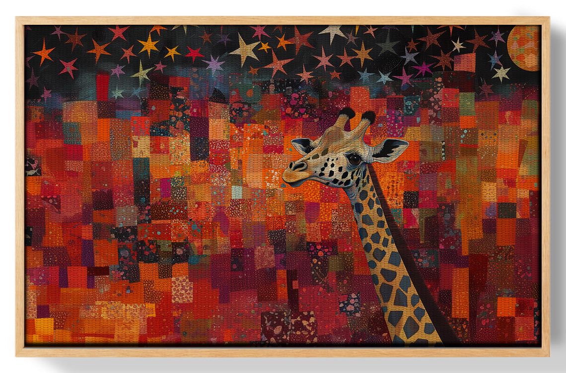 Red Patchwork Giraffe Black African American canvas print view 49