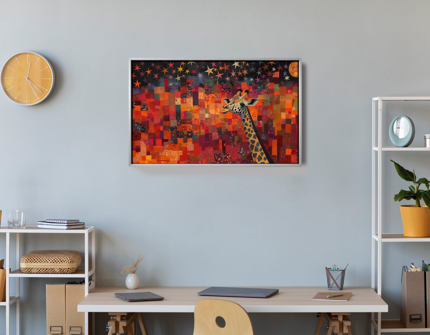 Red Patchwork Giraffe Black African American canvas print view 60
