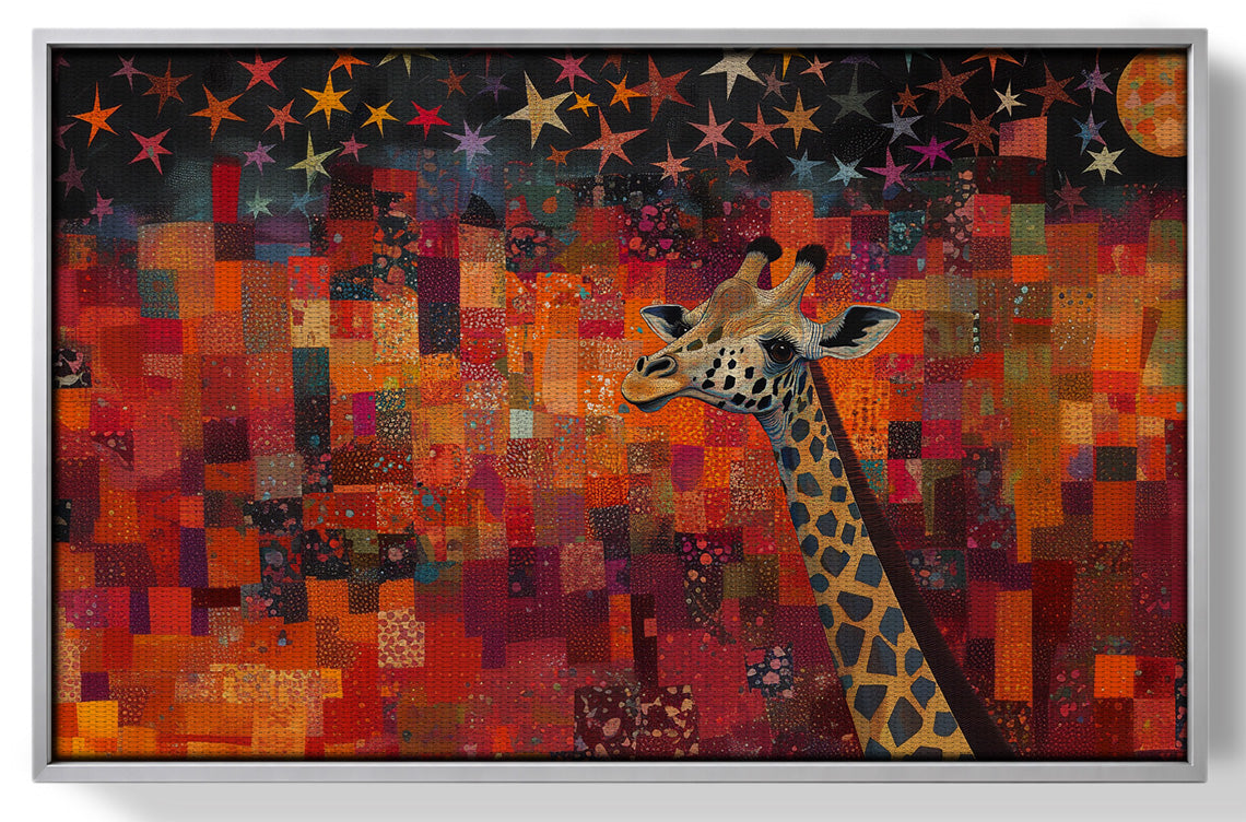 Red Patchwork Giraffe Black African American canvas print view 55