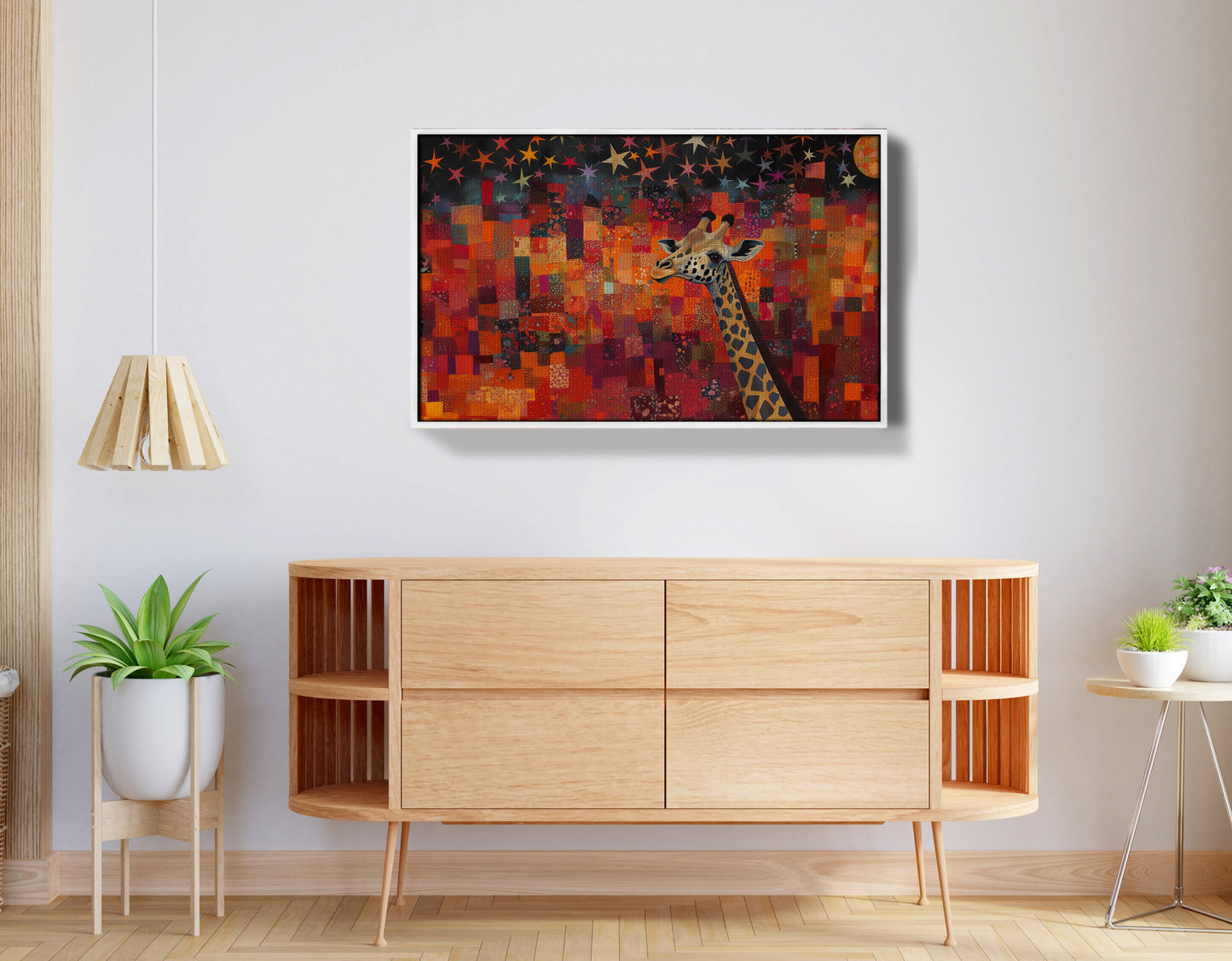Red Patchwork Giraffe Black African American canvas print view 62