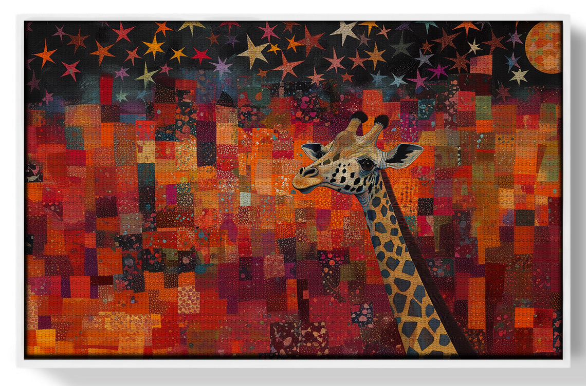 Red Patchwork Giraffe Black African American canvas print view 61