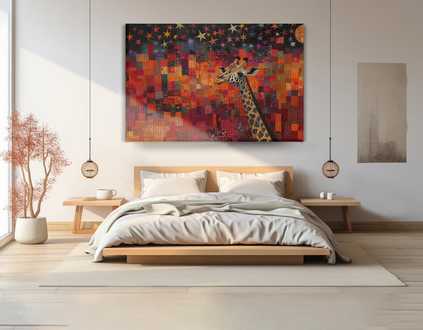Red Patchwork Giraffe Black African American canvas print view 15