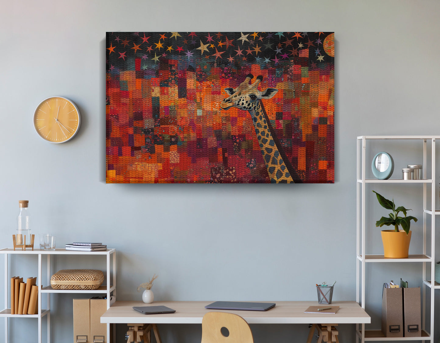 Red Patchwork Giraffe Black African American canvas print view 18