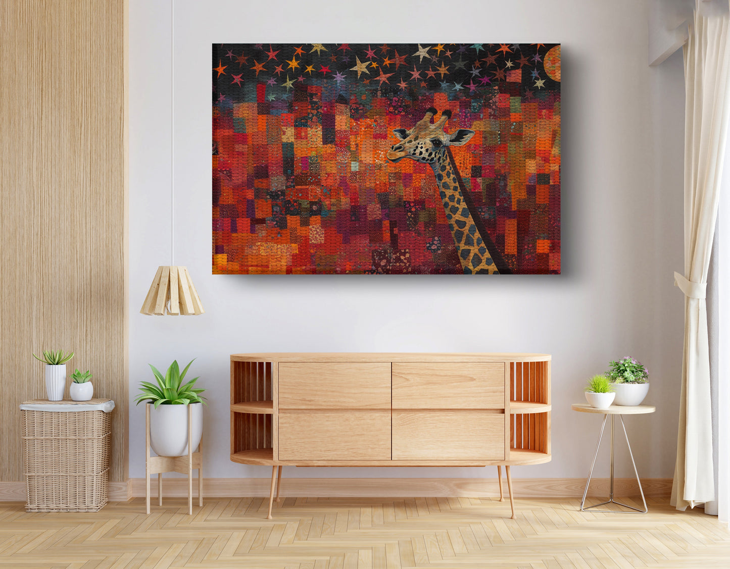 Red Patchwork Giraffe Black African American canvas print view 14