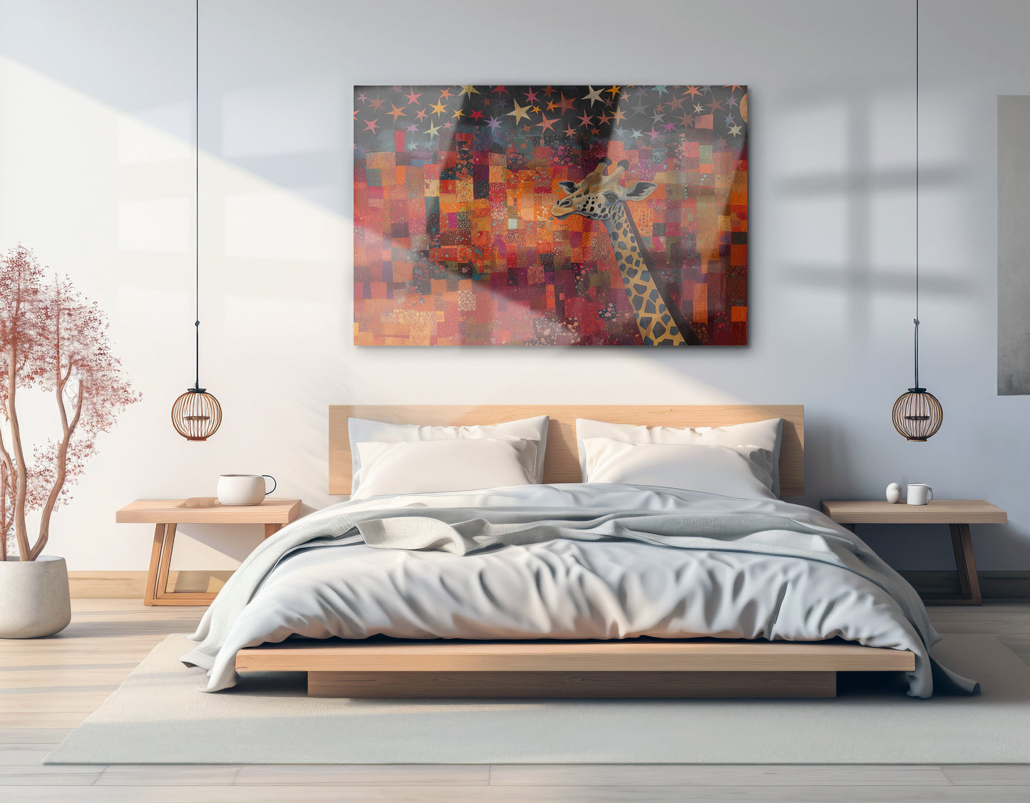 Red Patchwork Giraffe Black African American canvas print view 21