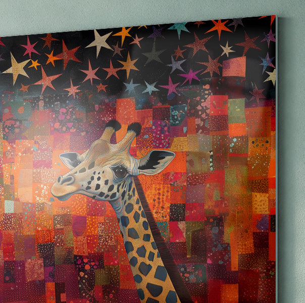 Red Patchwork Giraffe Black African American canvas print view 22
