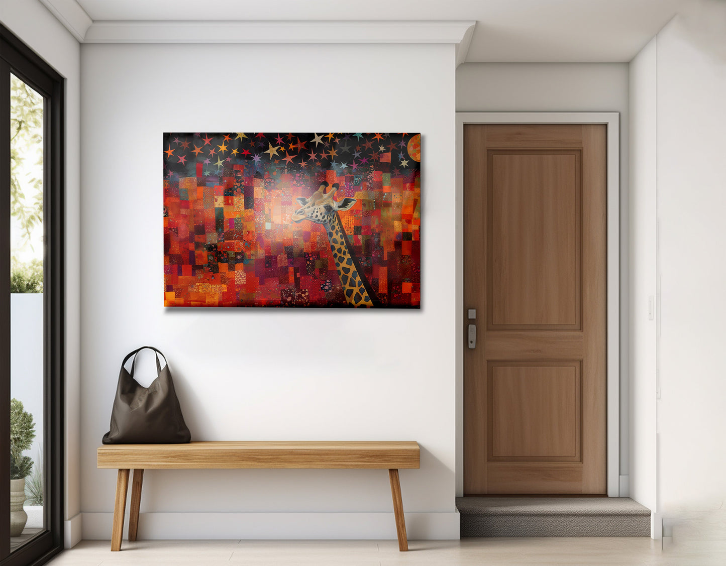 Red Patchwork Giraffe Black African American canvas print view 23