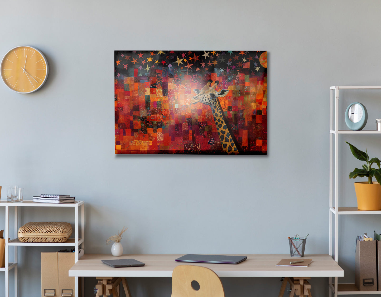 Red Patchwork Giraffe Black African American canvas print view 24