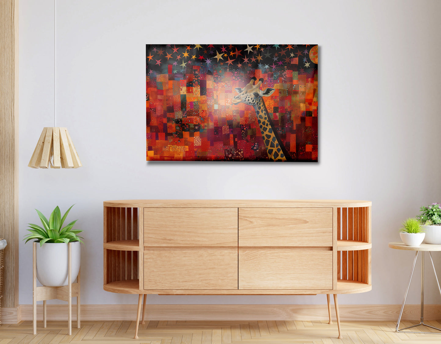 Red Patchwork Giraffe Black African American canvas print view 20