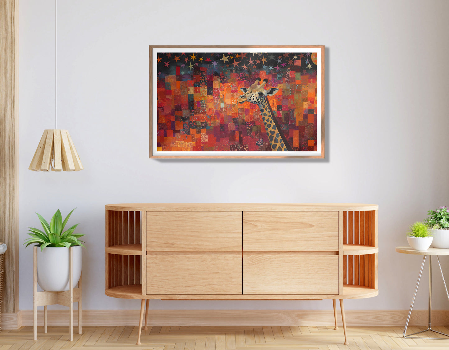Red Patchwork Giraffe Black African American canvas print view 80