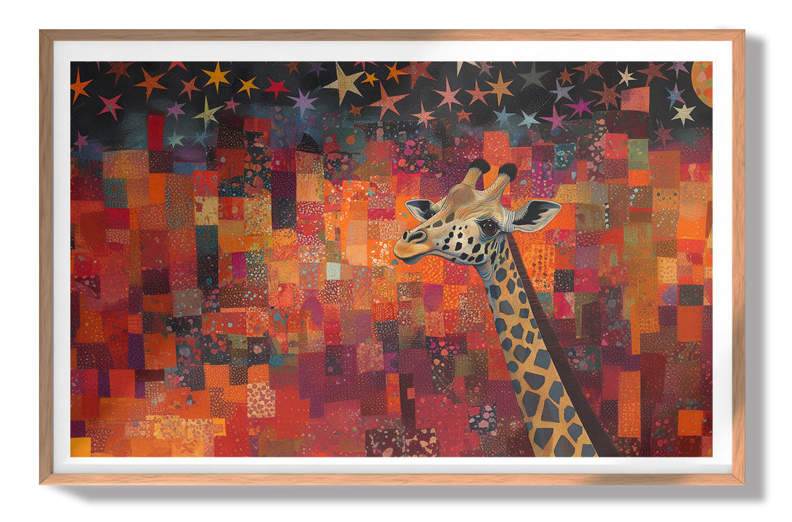 Red Patchwork Giraffe Black African American canvas print view 79
