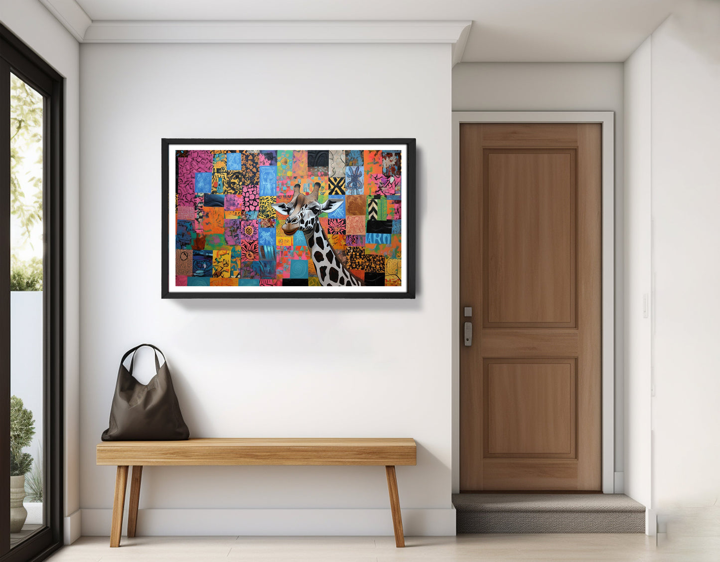 Colorful Patchwork Giraffe African American canvas print view 71