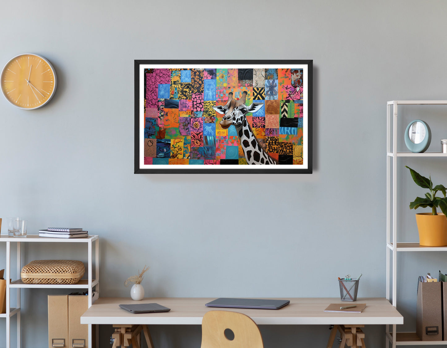 Colorful Patchwork Giraffe African American canvas print view 72