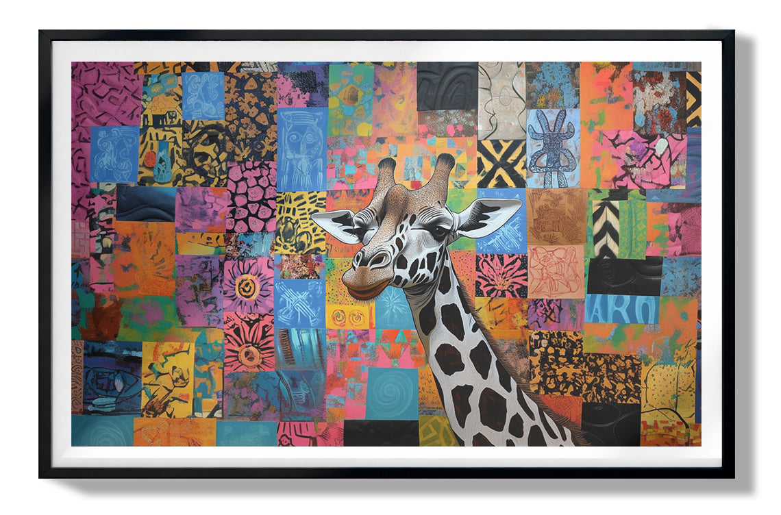 Colorful Patchwork Giraffe African American canvas print view 67