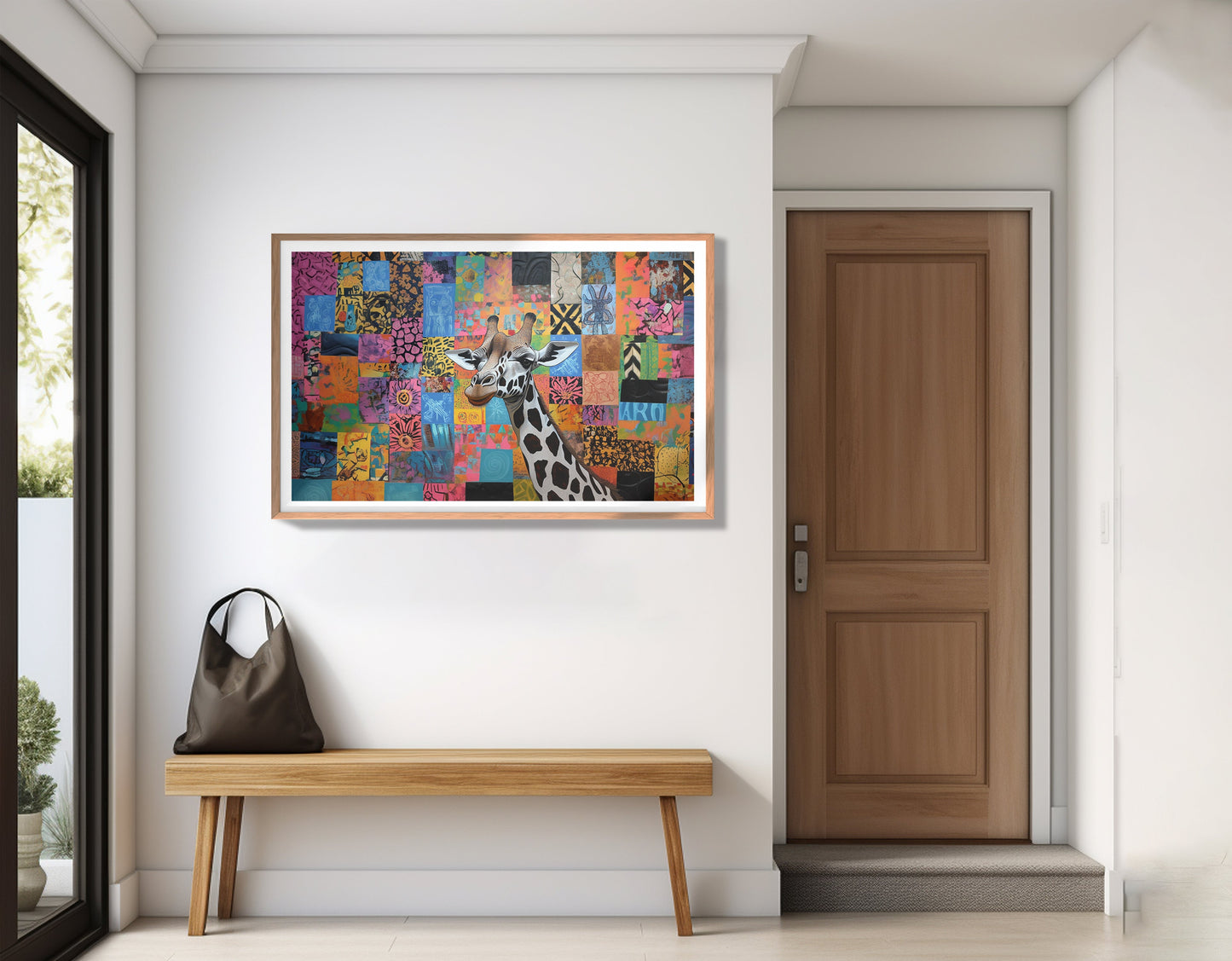 Colorful Patchwork Giraffe African American canvas print view 83