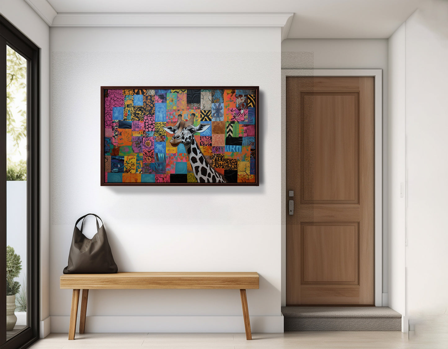 Colorful Patchwork Giraffe African American canvas print view 35