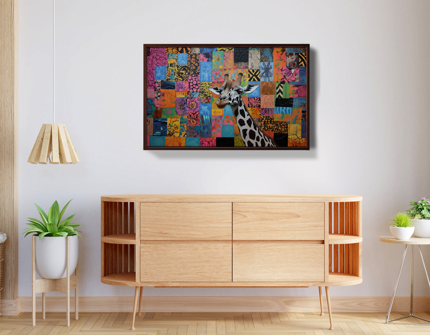 Colorful Patchwork Giraffe African American canvas print view 32