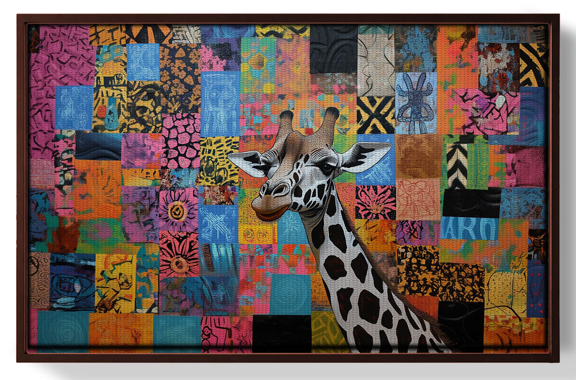 Colorful Patchwork Giraffe African American canvas print view 31