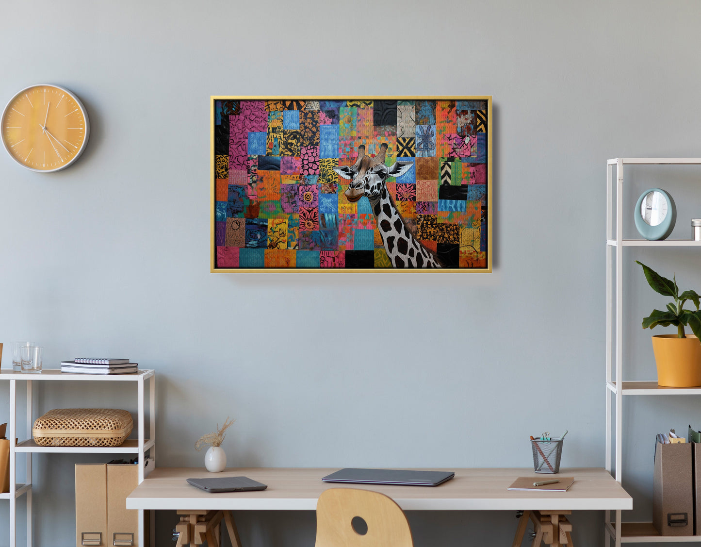 Colorful Patchwork Giraffe African American canvas print view 42