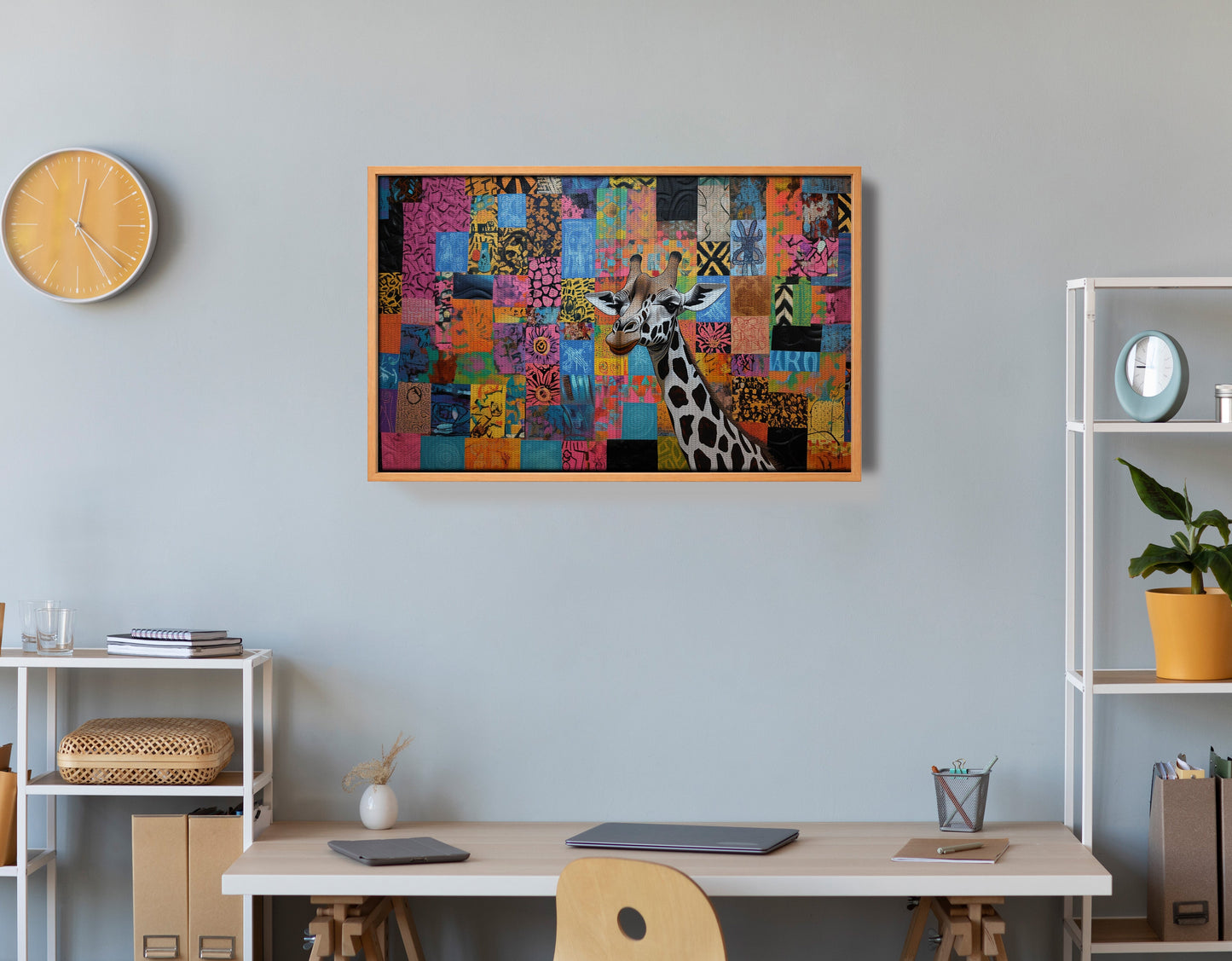 Colorful Patchwork Giraffe African American canvas print view 48