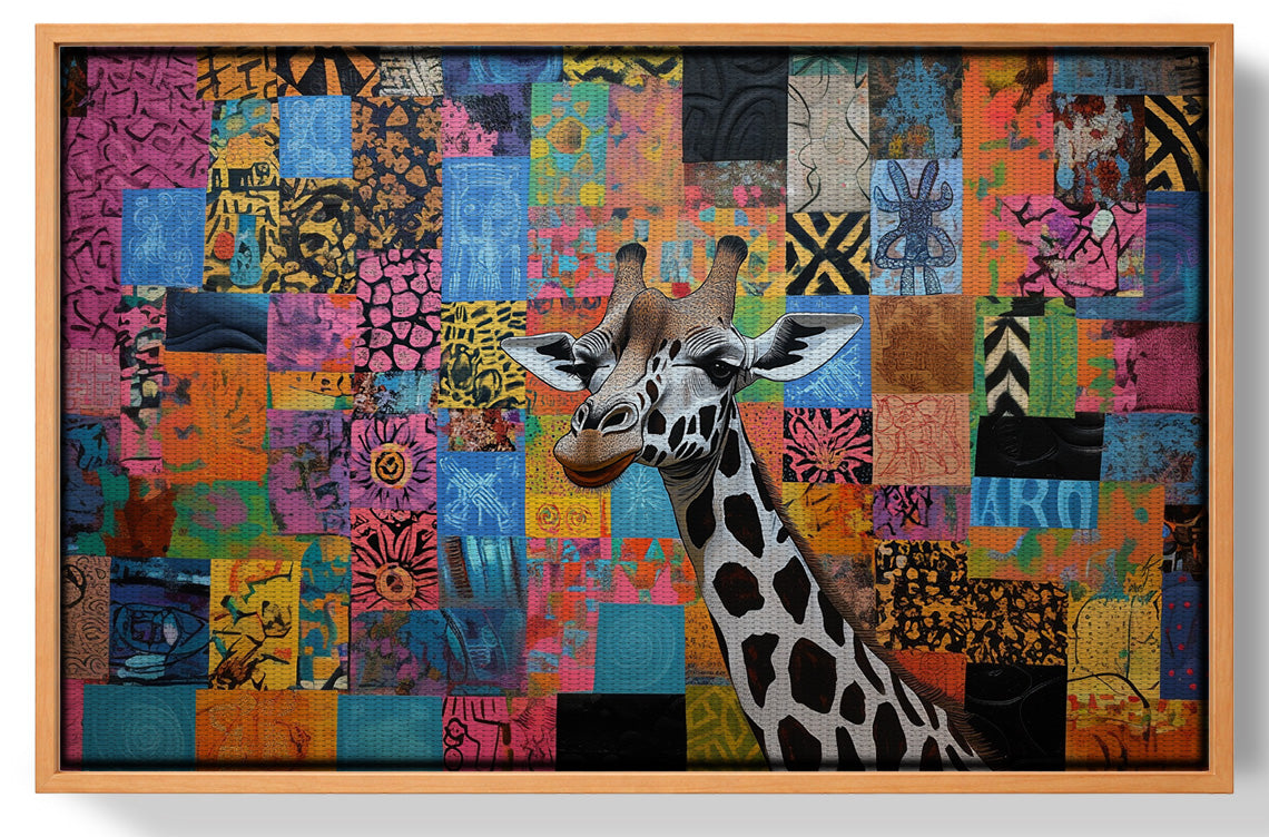 Colorful Patchwork Giraffe African American canvas print view 43