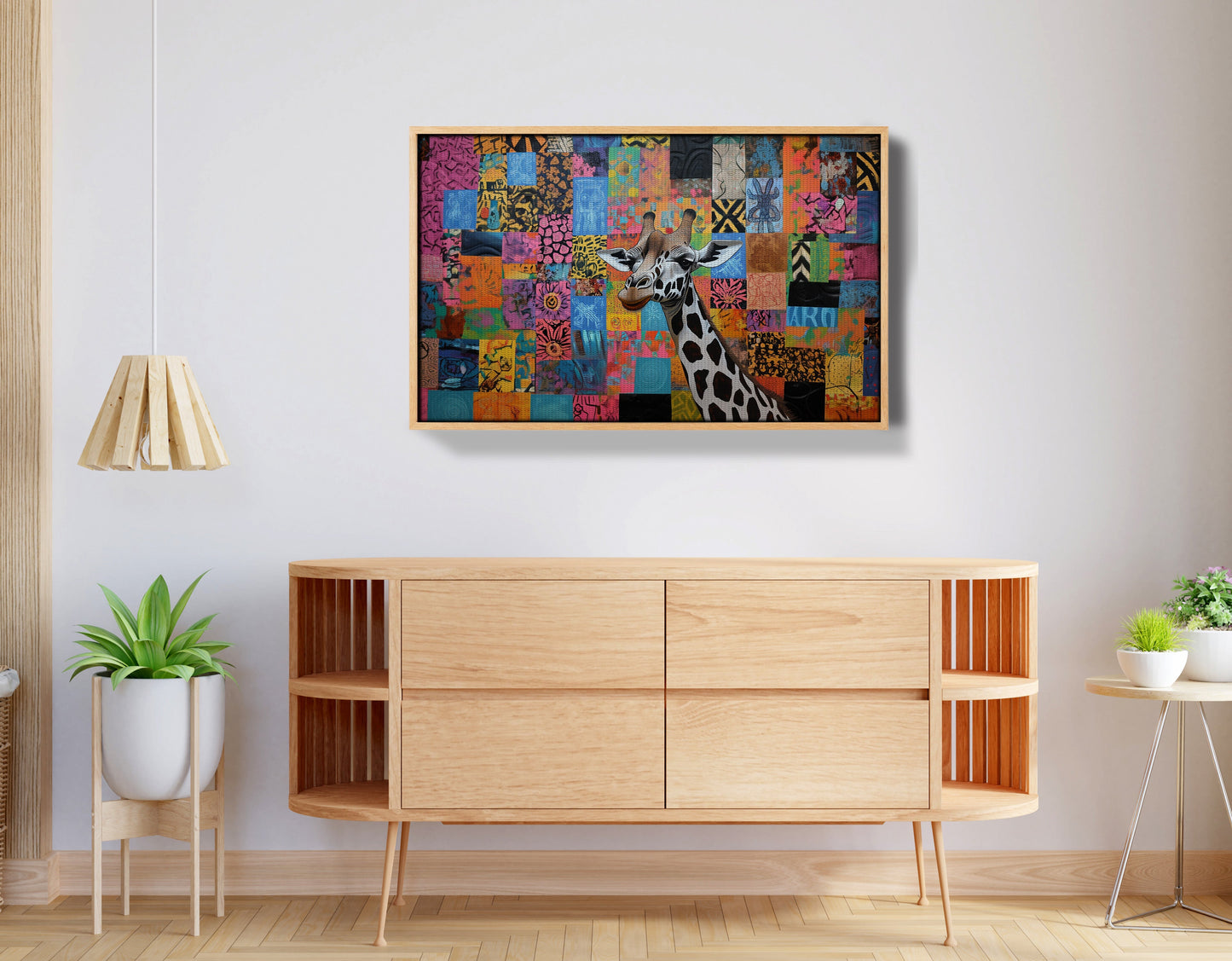 Colorful Patchwork Giraffe African American canvas print view 50