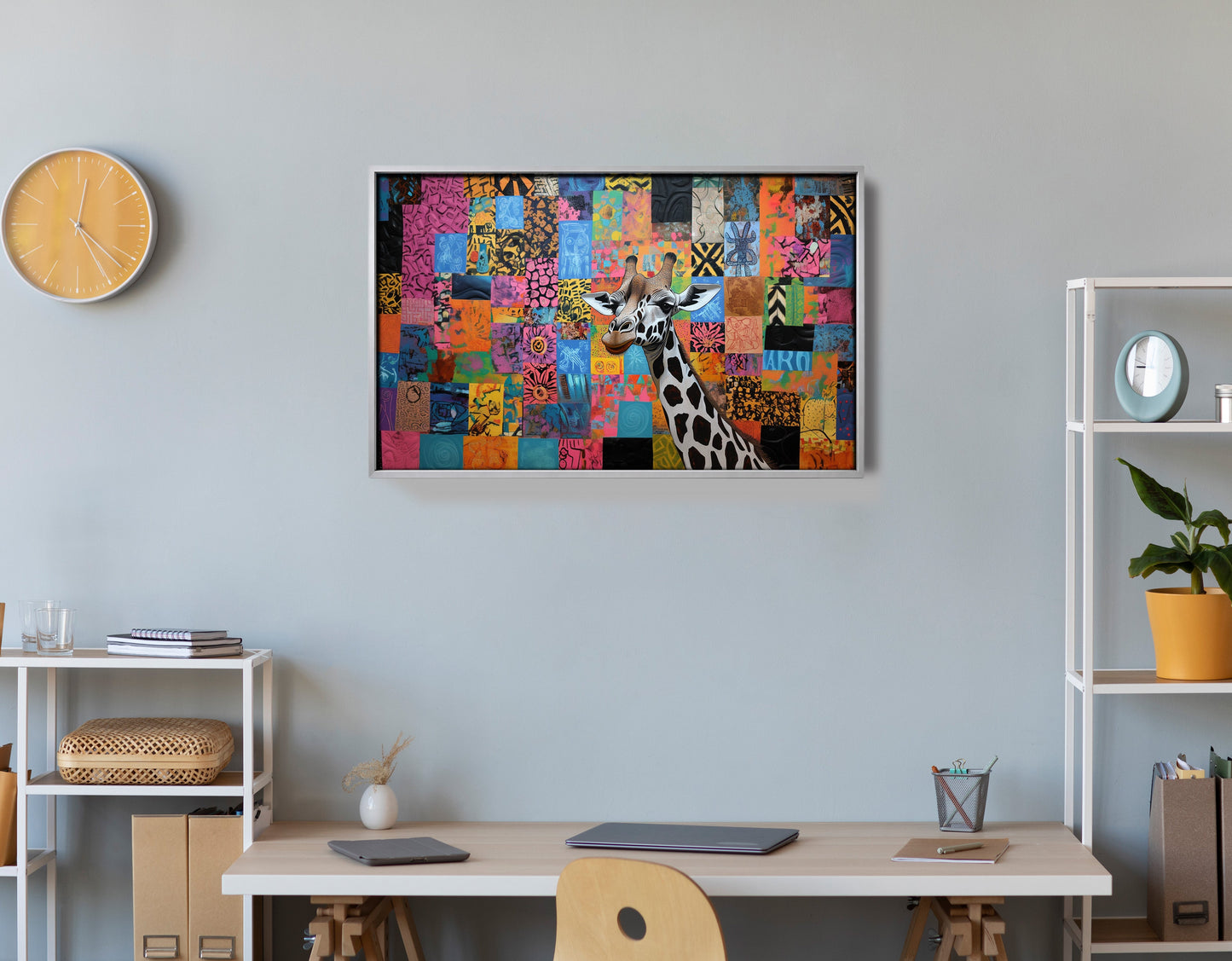 Colorful Patchwork Giraffe African American canvas print view 60