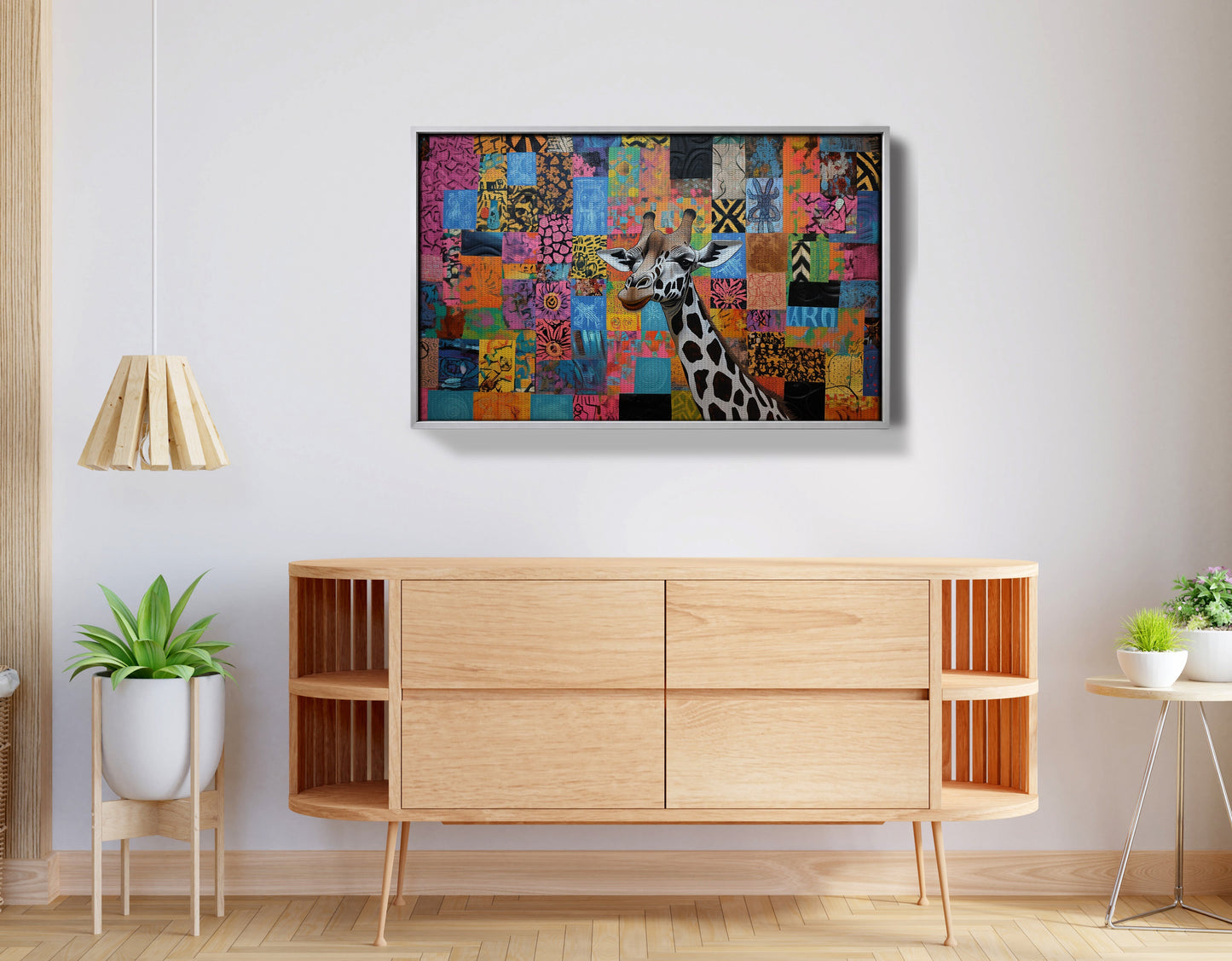 Colorful Patchwork Giraffe African American canvas print view 56