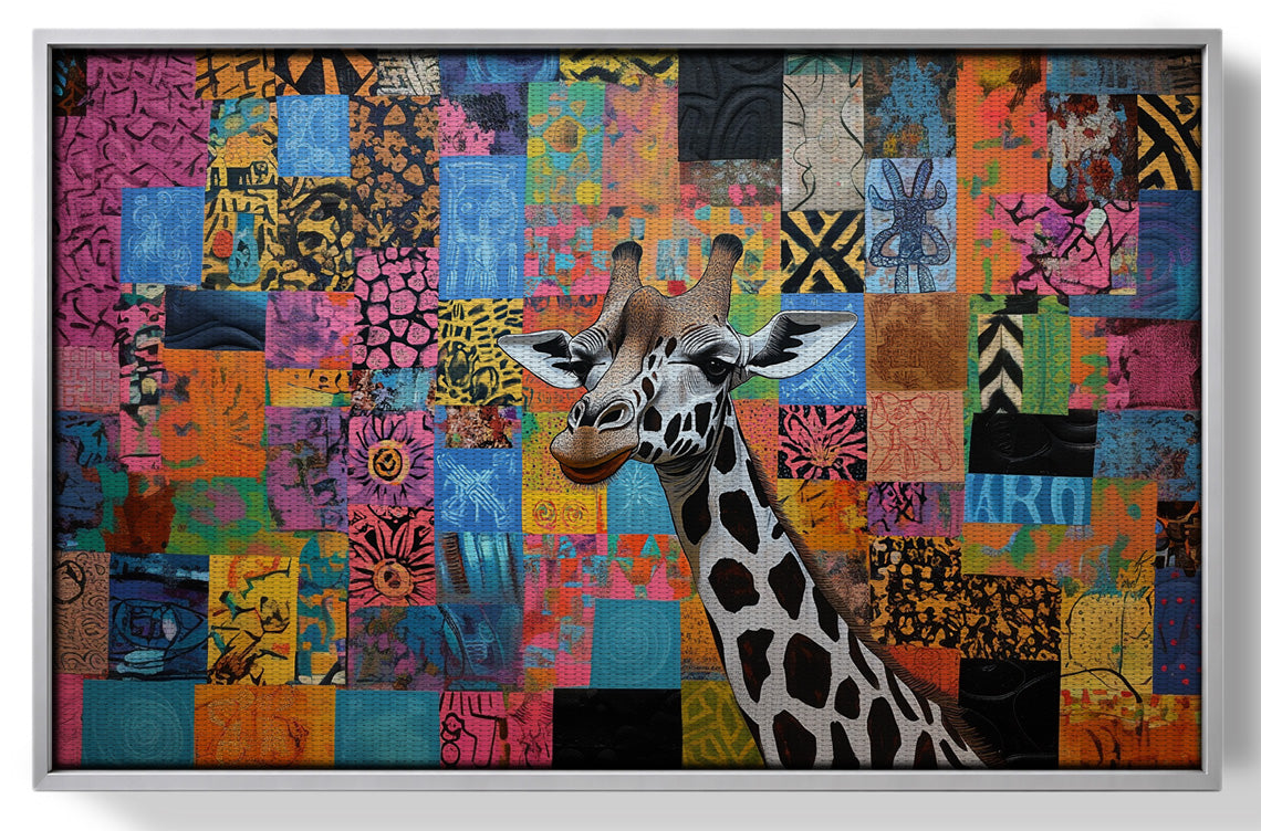 Colorful Patchwork Giraffe African American canvas print view 55